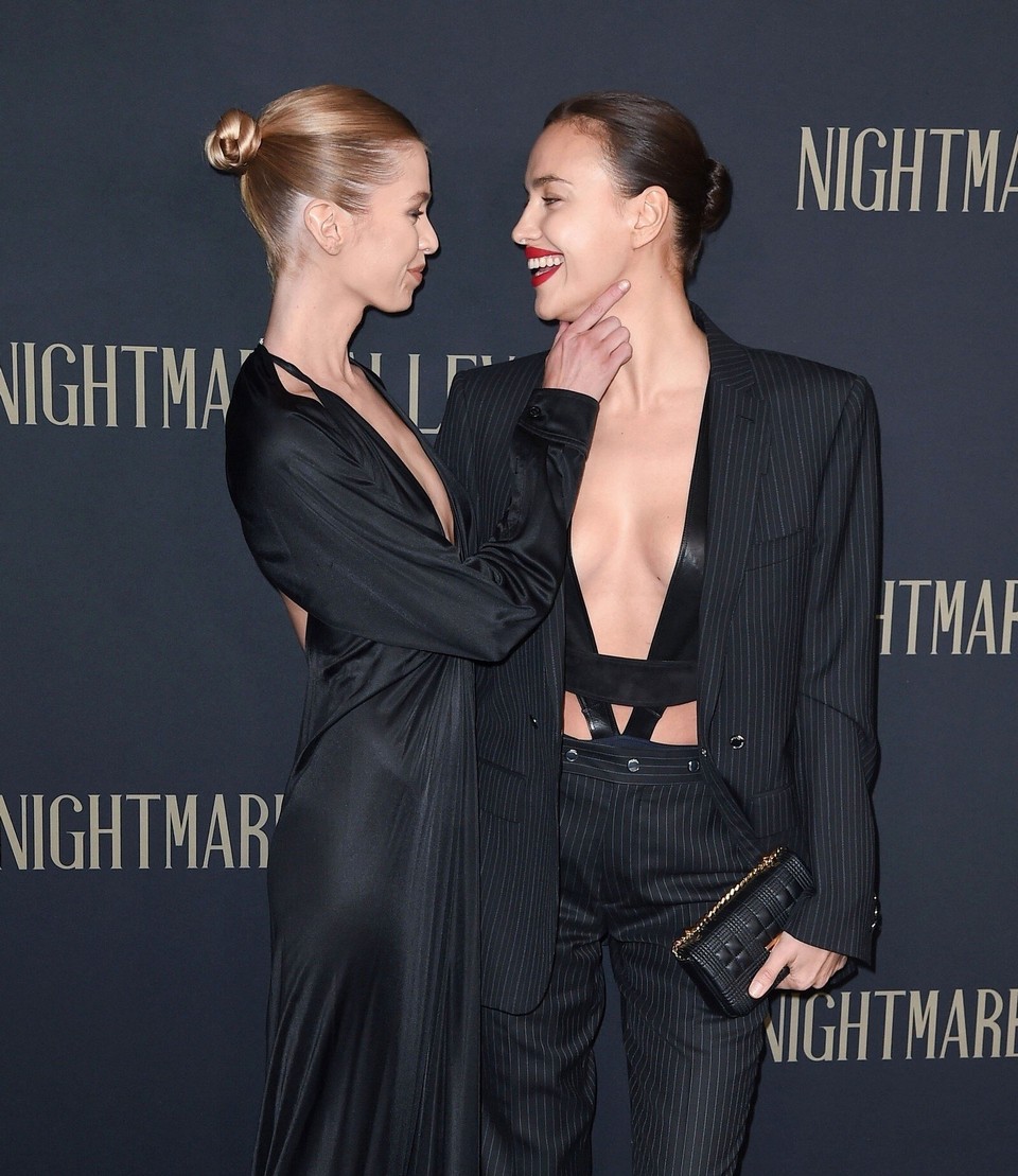 Irina Shayk Deep Cleavage And Sideboobs With Stella Maxwell