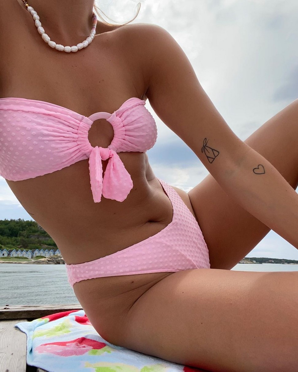 Matilda Djerf Tits In Pink Bikini