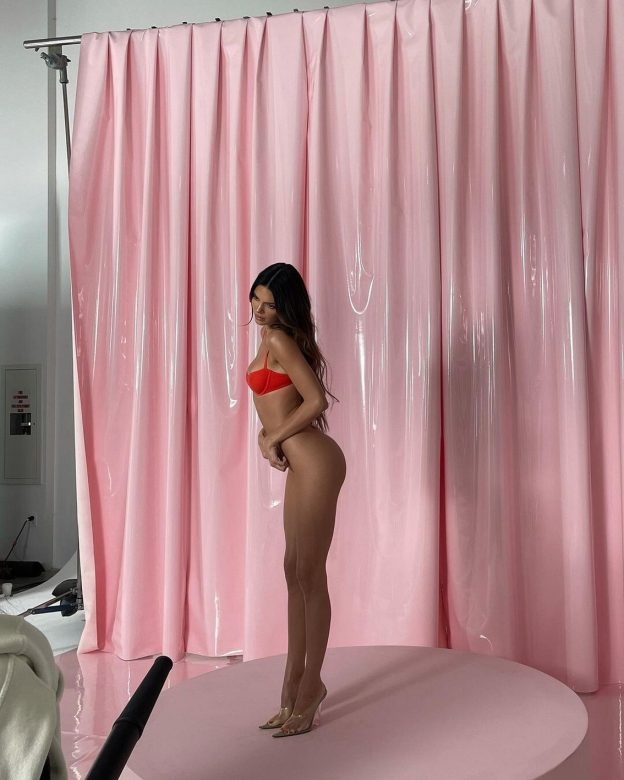Kendall Jenner Sexy In SKIMS On Valentine's Day 2021
