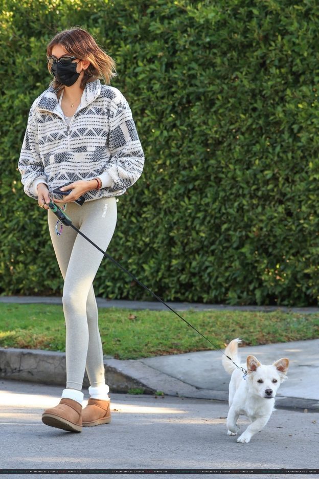 Kaia Gerber Significant Cameltoe On A Walk With Her Dog
