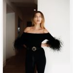 Hailey Bieber Sexy Top With Feathers And Cycling Shorts From Saint Laurent (4 Photos)