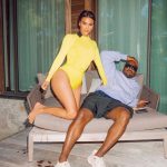 Kim Kardashian Sexy At Tropical Paradise In Yellow One-Piece Swimsuit (5 Photos)