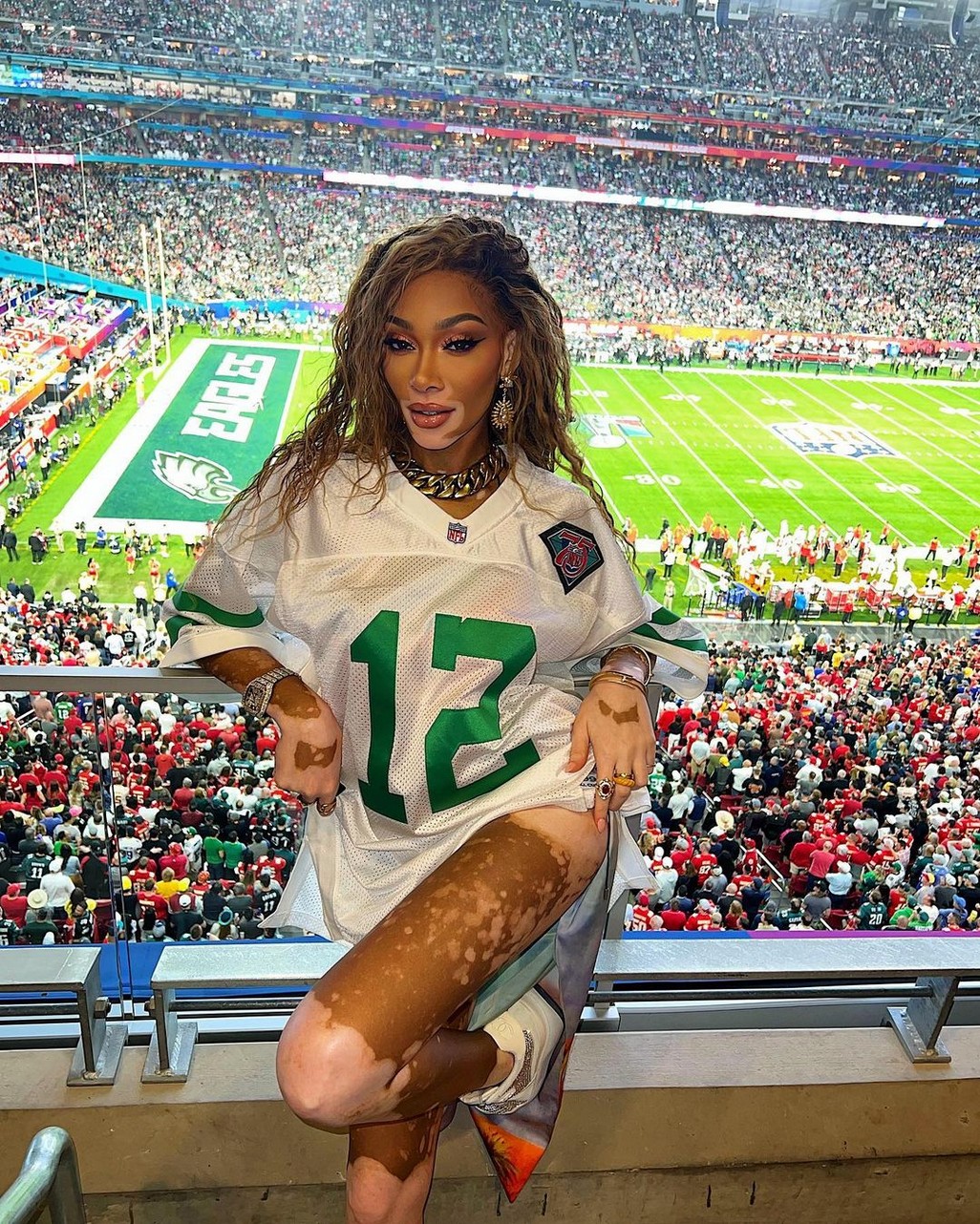 Winnie Harlow Upskirt At Super Bowl 2023