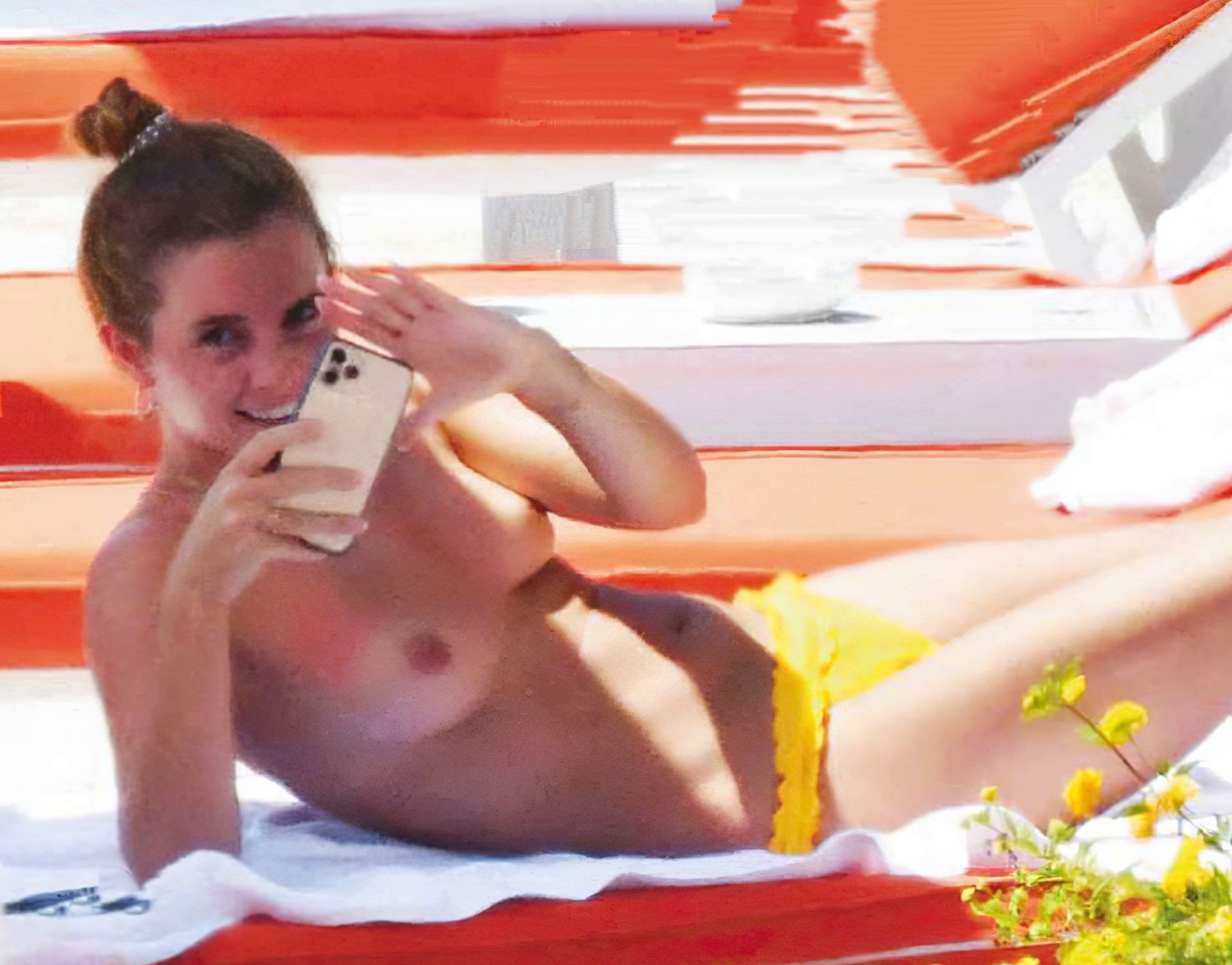 Emma Watson Took Off Her Top And Shamelessly Showed Her Small Naked Tits