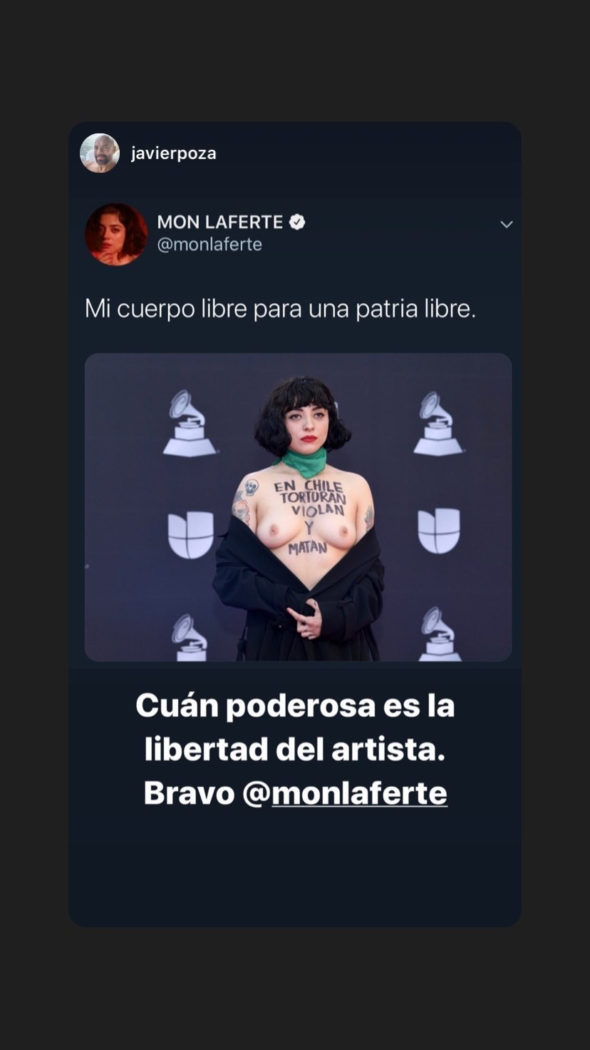 Mon Laferte show her tits in public