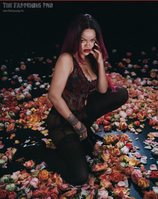 Rihanna Sexy In Savage X Fenty Lingerie And Stockings