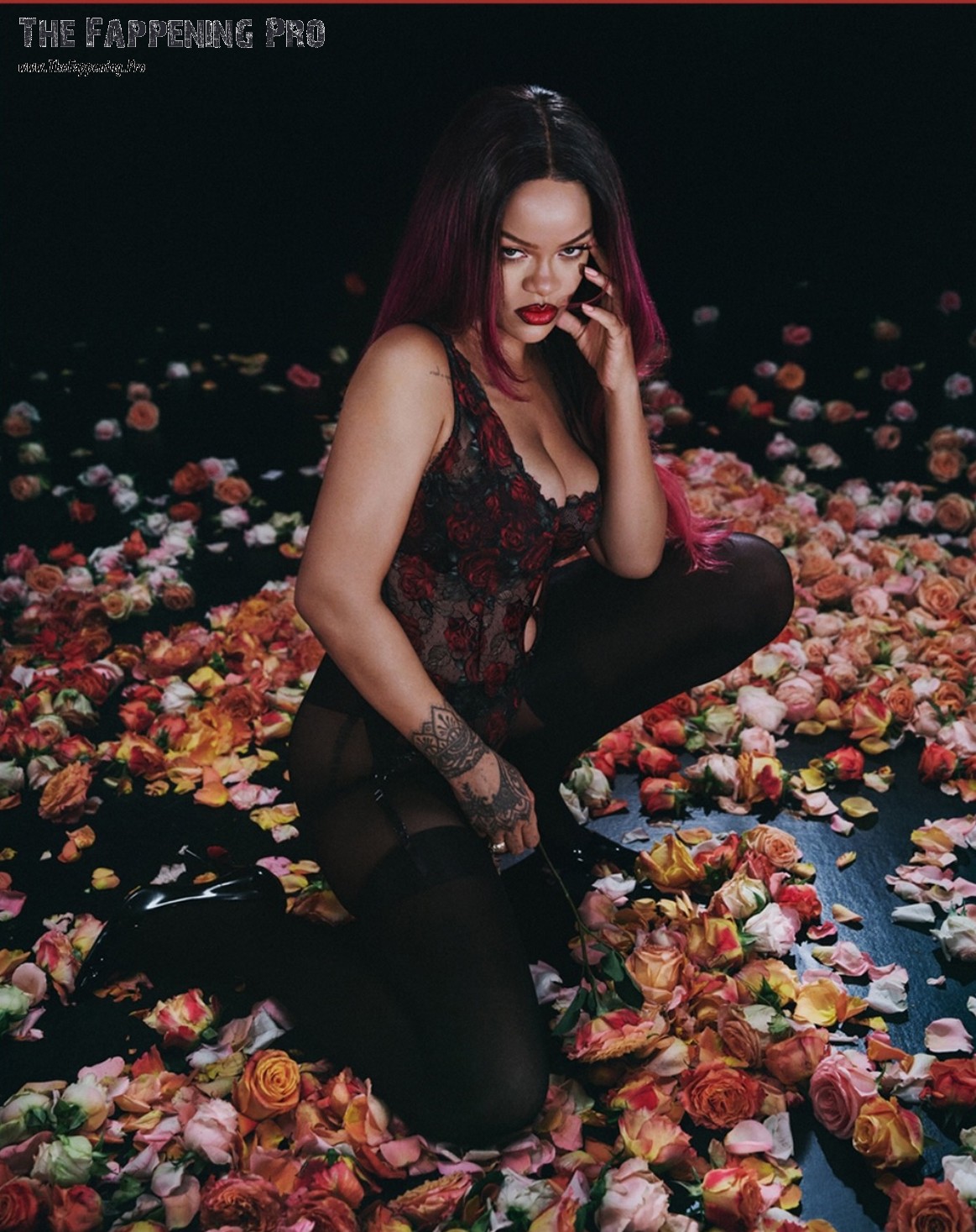 Rihanna Sexy In Savage X Fenty Lingerie And Stockings