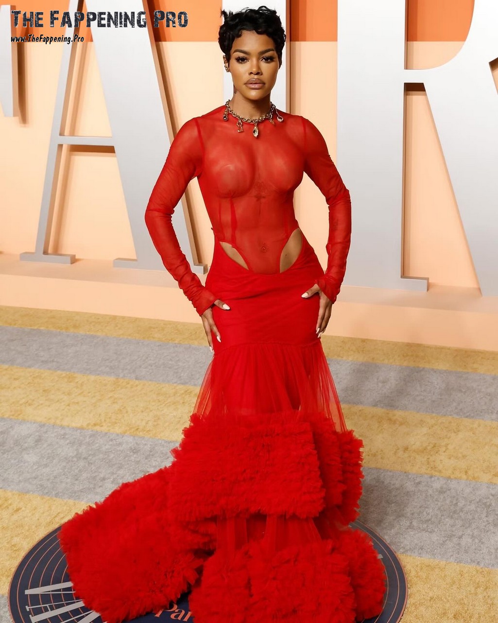 Teyana Taylor Sexy In Red Dress At The Vanity Fair Oscar 2025 Party