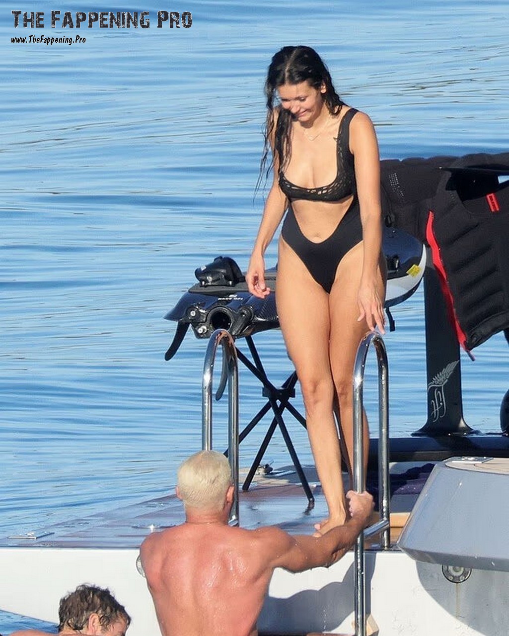 Nina Dobrev Sexy In Black Bikini