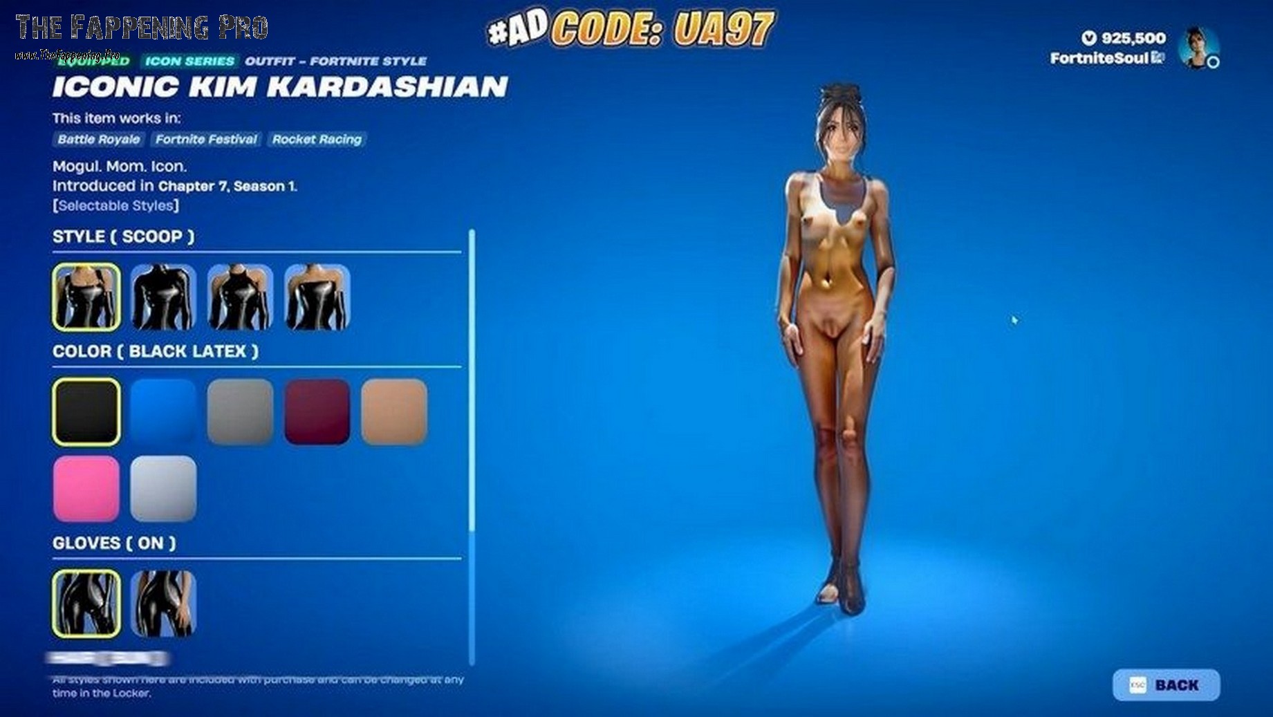 Kim Kardashian Fortnite Nude Outfit