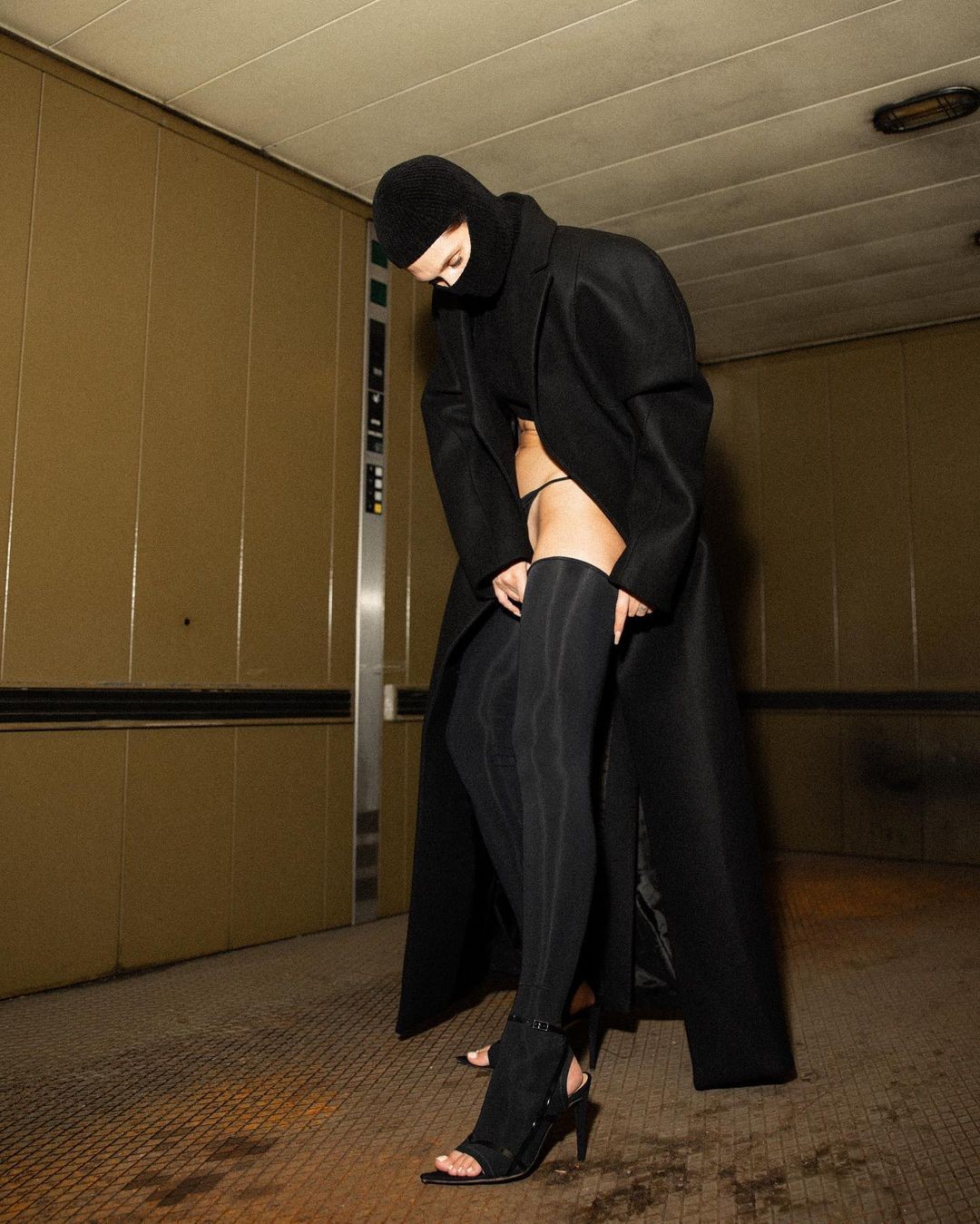 arab woman in stockings under a burqa