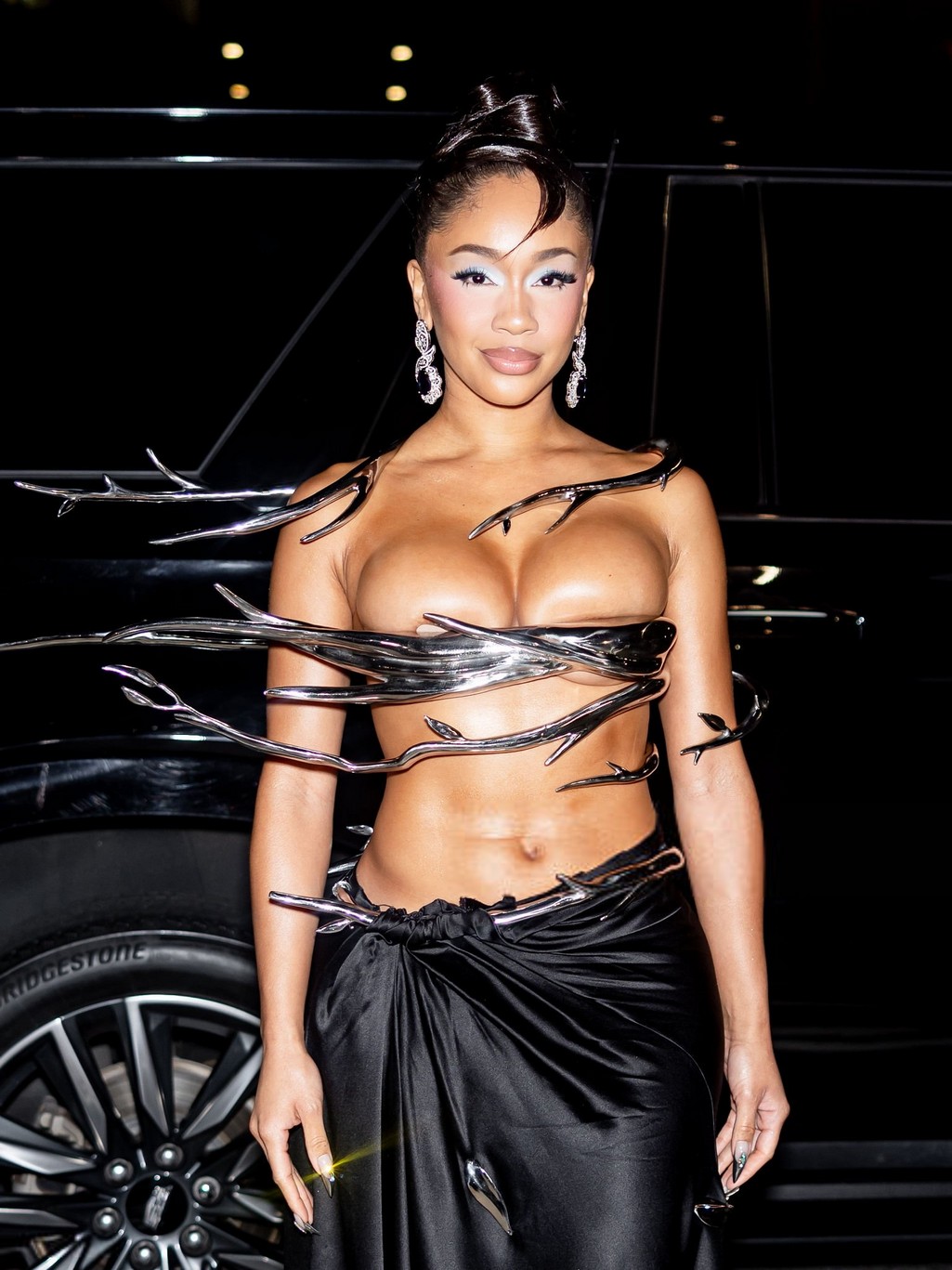 Saweetie Huge Boobs Exosed In Revealing Dress