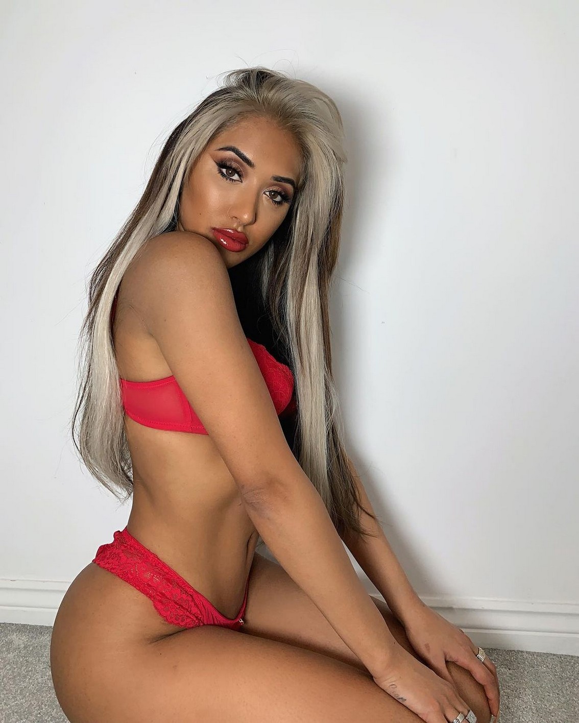 Zahida Allen In Red Lingerie